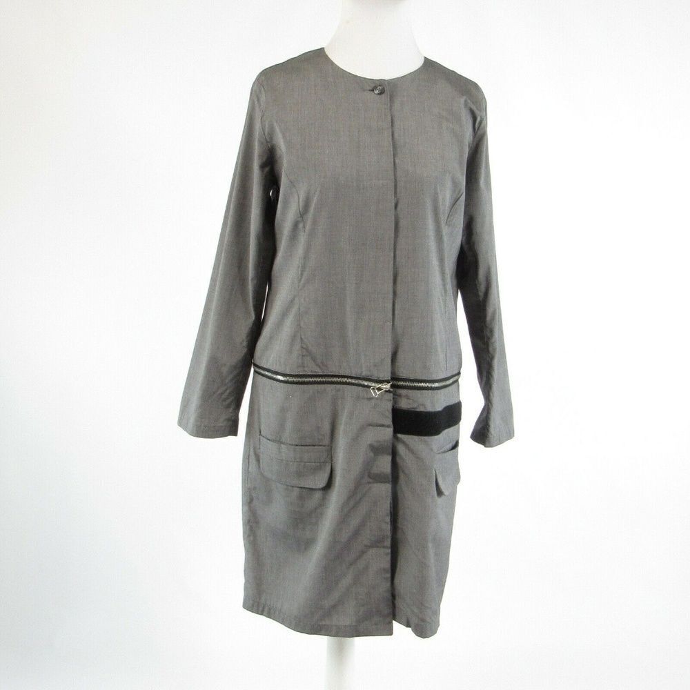 Gray ART POINT long sleeve shift dress S